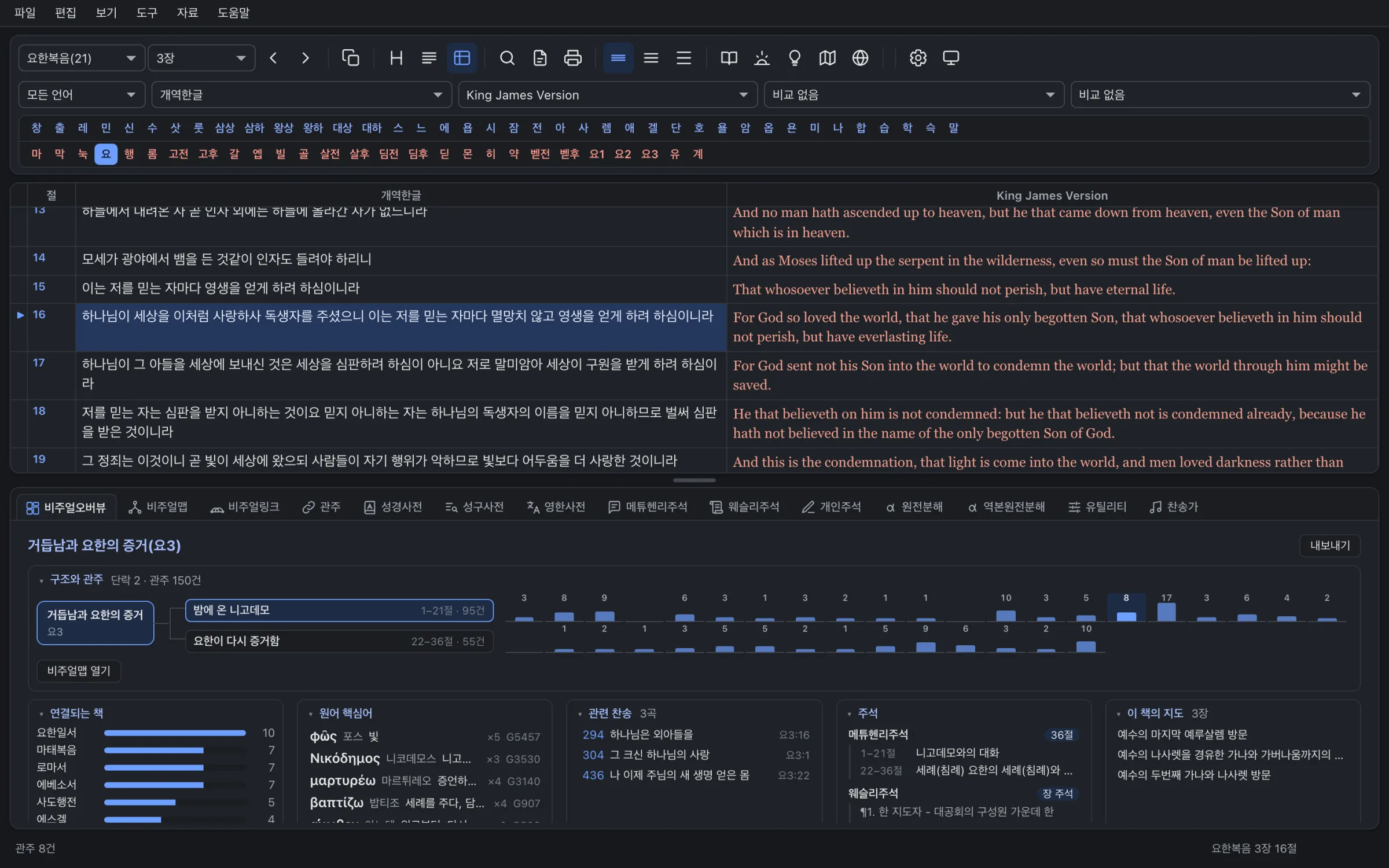 요한복음 3장을 연 VisualBible 화면